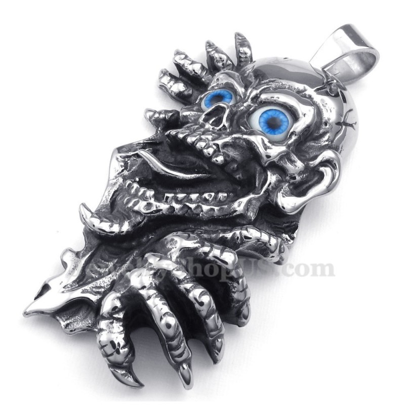 Titanium Blue Eyes Skull Pendant Necklace (Free Chain) Titanium Blue Eyes Skull Pendant Necklace (Free Chain)