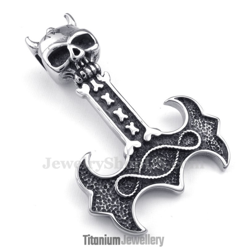 Titanium Thor'S Hammer Pendant Necklace (Free Chain) Titanium Thor'S Hammer Pendant Necklace (Free Chain)
