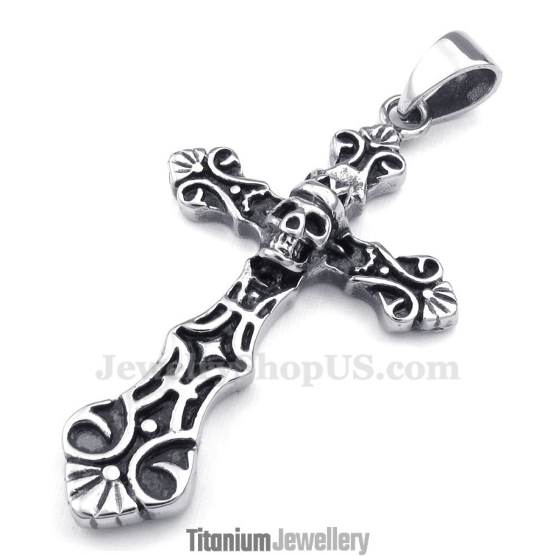 Skull Titanium Cross Pendant Necklace (Free Chain) Skull Titanium Cross Pendant Necklace (Free Chain)