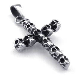 Titanium Skull Cross Pendant Necklace (Free Chain)