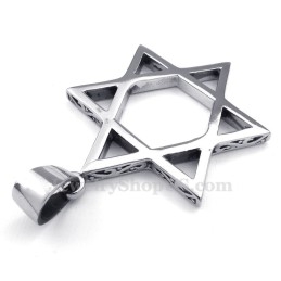 Hollow Out Star Men Personality Titanium Pendant Necklace (Free Chain)