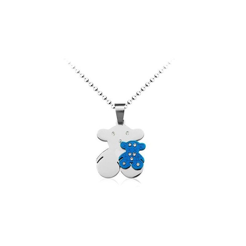 Sweetheart Blue And Silver Tous Titanium Pendant - Free Chain Sweetheart Blue And Silver Tous Titanium Pendant - Free Chain