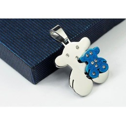 Sweetheart Blue And Silver Tous Titanium Pendant - Free Chain