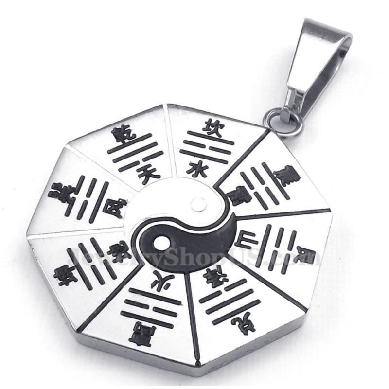 Titanium Eight Diagrams Pendant Necklace (Free Chain)