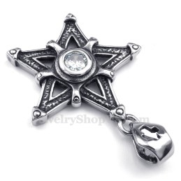White Zircon Titanium Star Pendant Necklace (Free Chain)