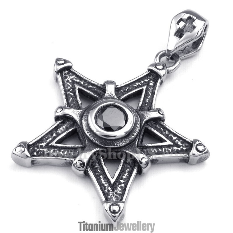 Black Zircon Titanium Star Pendant Necklace (Free Chain) Black Zircon Titanium Star Pendant Necklace (Free Chain)