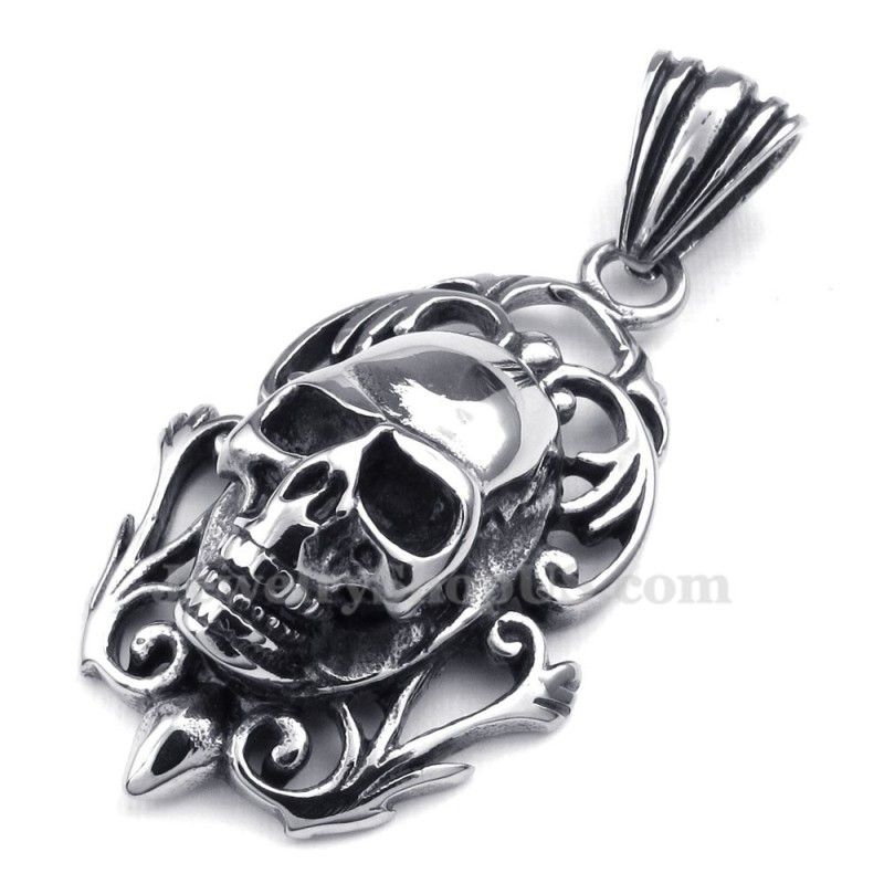Mens Exquisite Titanium Skull Pendant Necklace (Free Chain) Mens Exquisite Titanium Skull Pendant Necklace (Free Chain)