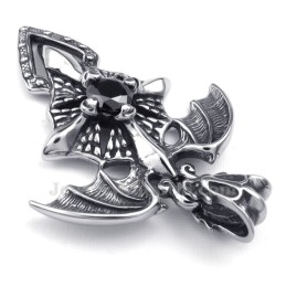 Black Zircon Titanium Pterosaur Pendant Necklace (Free Chain)