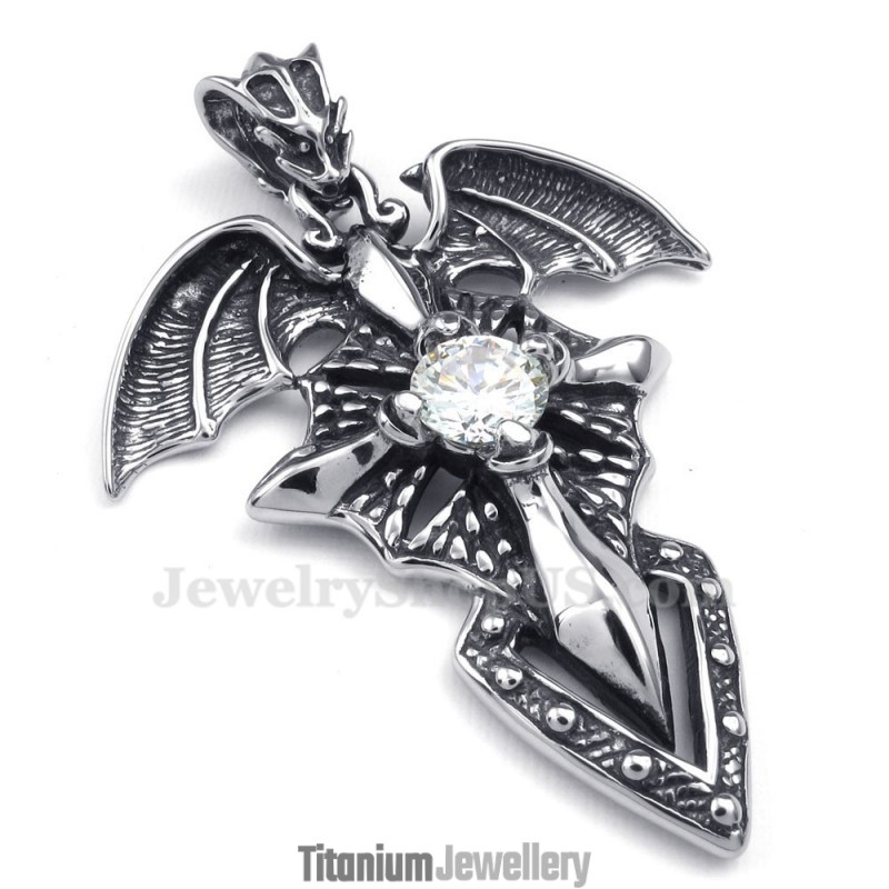 White Zircon Titanium Pterosaur Pendant Necklace (Free Chain) White Zircon Titanium Pterosaur Pendant Necklace (Free Chain)