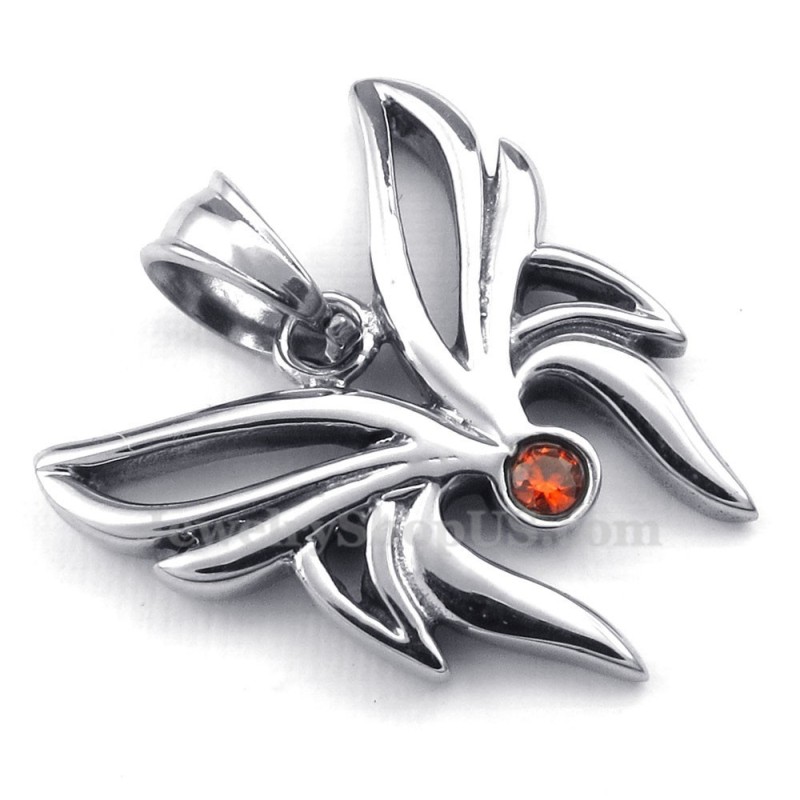 Red Zircon Titanium Butterfly Pendant Necklace (Free Chain) Red Zircon Titanium Butterfly Pendant Necklace (Free Chain)