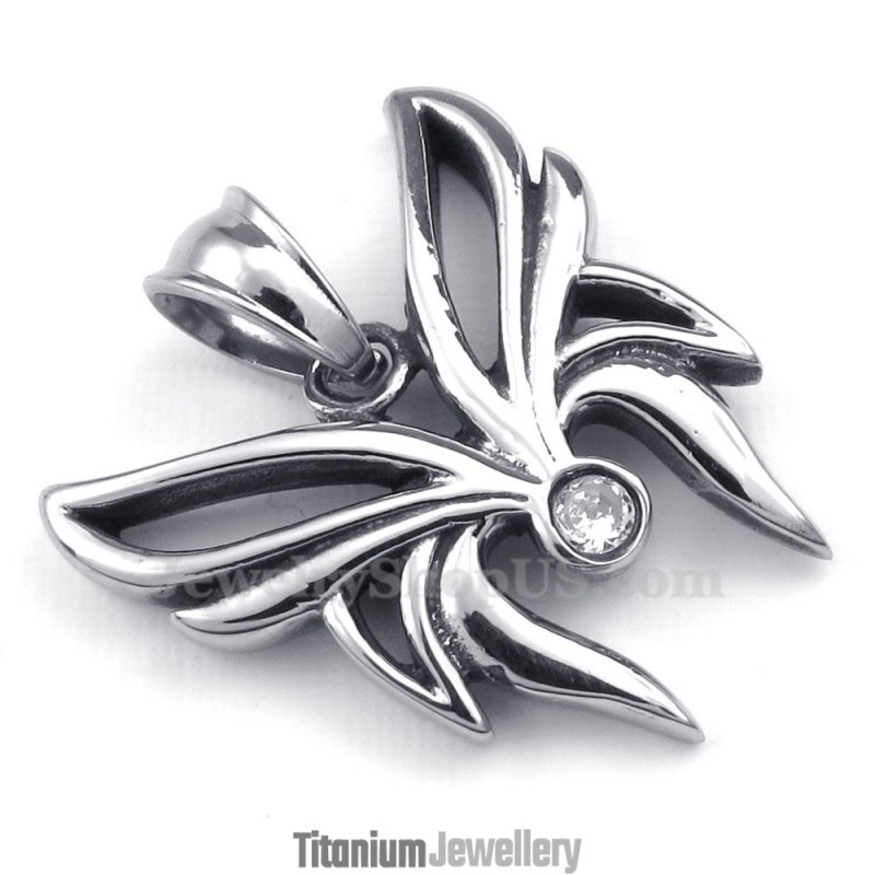 White Zircon Titanium Butterfly Pendant Necklace (Free Chain) White Zircon Titanium Butterfly Pendant Necklace (Free Chain)