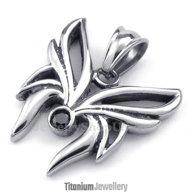 Black Zircon Titanium Butterfly Pendant Necklace (Free Chain) Black Zircon Titanium Butterfly Pendant Necklace (Free Chain)