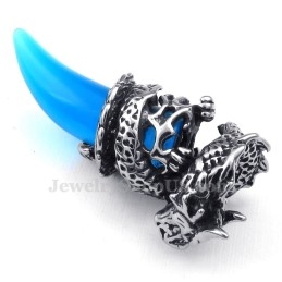 Blue Titanium Dragon Tooth Pendant Necklace (Free Chain)