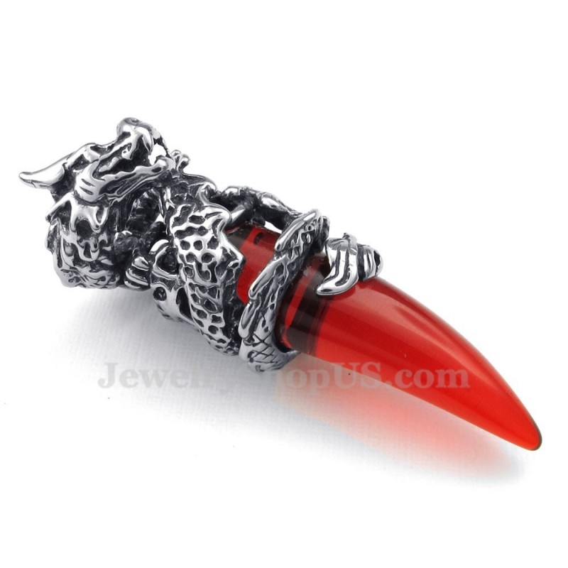 Red Titanium Dragon Tooth Pendant Necklace (Free Chain) Red Titanium Dragon Tooth Pendant Necklace (Free Chain)