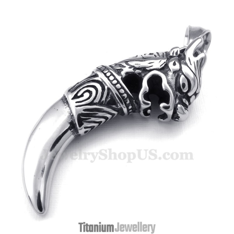 Titanium Dragon Tooth Pendant Necklace (Free Chain)