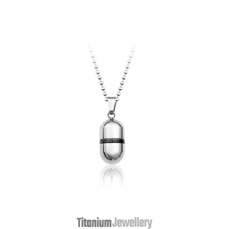 Love Forever Openable Capsule Titanium Pendant - Free Chain