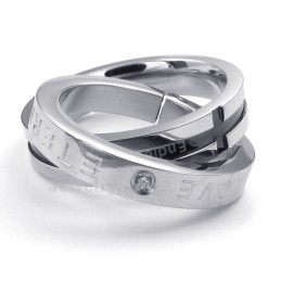 Titanium Couples Interlocking Rings Pendant Necklace Love Gift (Free Chain)(One Pair)
