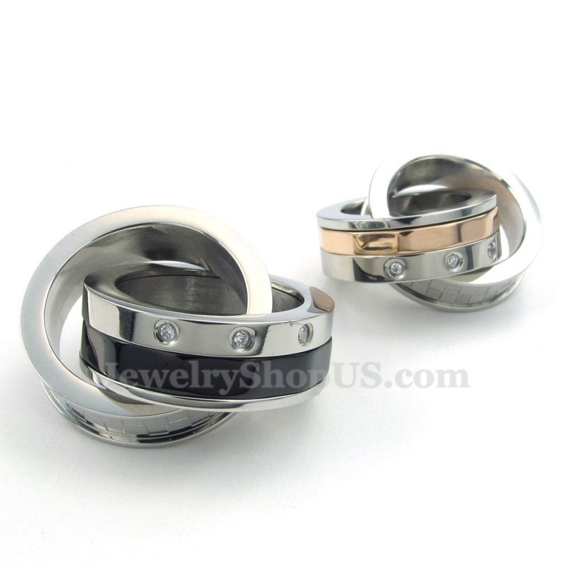 Eternal Love Titanium Couples Interlocking Rings Pendant Necklace (Free Chain)(One Pair) Eternal Love Titanium Couples Interlocking Rings Pendant Necklace (Free Chain)(One Pair)