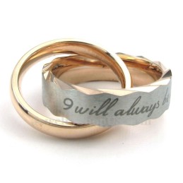 Exquisite Titanium Couples Interlocking Circles Pendant Necklace (Free Chain)(One Pair)