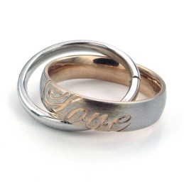 Titanium Couple Interlocking Circles Pendant Necklace (Free Chain)(One Pair)