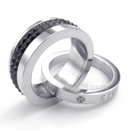 Titanium Lovers Interlocking Circles Pendant Necklace (Free Chain)(One Pair)