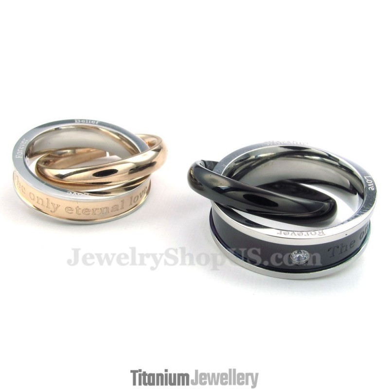 Double Circles Titanium Couples Pendant Necklace (Free Chain)(One Pair) Double Circles Titanium Couples Pendant Necklace (Free Chain)(One Pair)