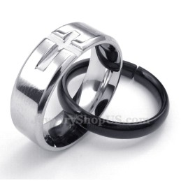 Titanium Interlocking Circles Couples Pendant Necklace (Free Chain)(One Pair)