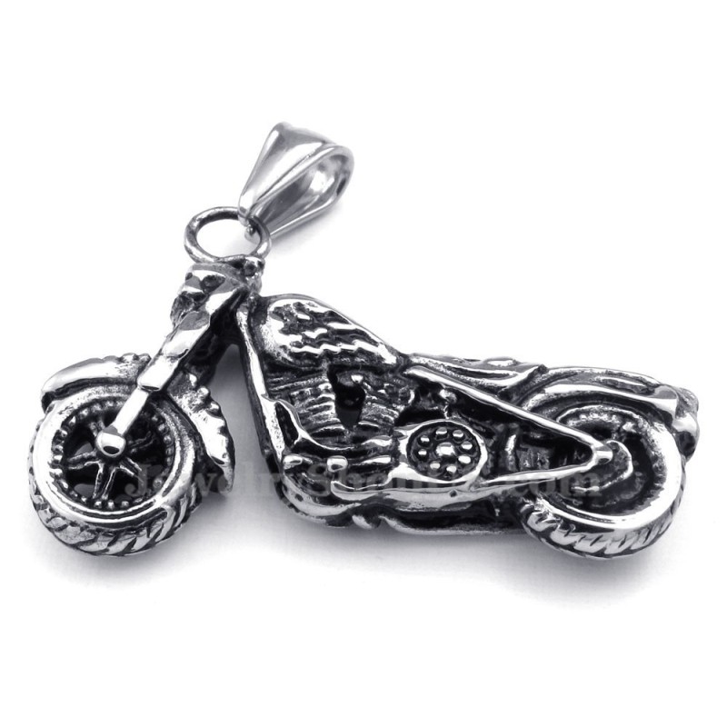 Titanium Motorcycle Pendant Necklace (Free Chain)