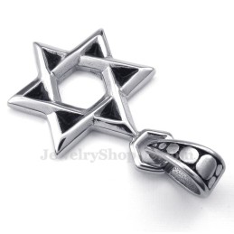 Titanium Lucky Star Of David Pendant Necklace (Free Chain)
