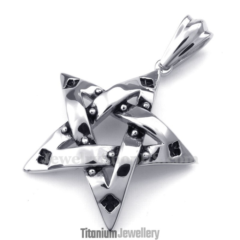 Titanium Spots Five-Pointed Star Pendant Necklace (Free Chain)