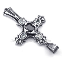 Zircon Titanium Cross Pendant Necklace (Free Chain)