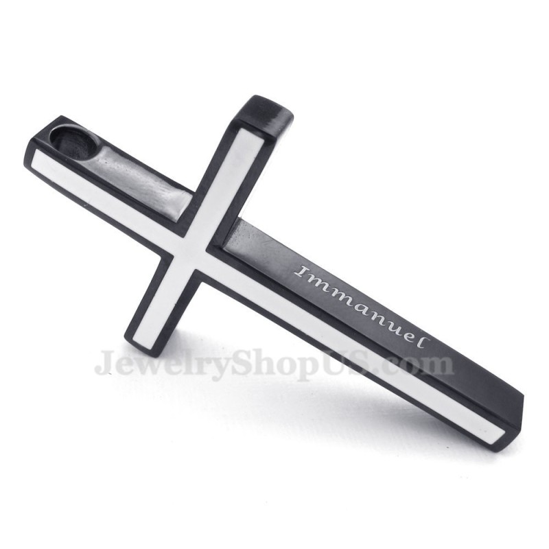 Simple Black White Titanium Cross Pendant Necklace (Free Chain) Simple Black White Titanium Cross Pendant Necklace (Free Chain)