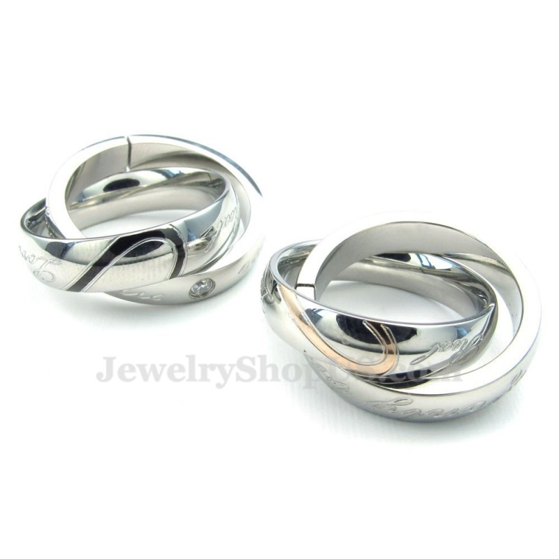 Couples Titanium Interlocking Circles Pendant Necklace (Free Chain)(One Pair) Couples Titanium Interlocking Circles Pendant Necklace (Free Chain)(One Pair)