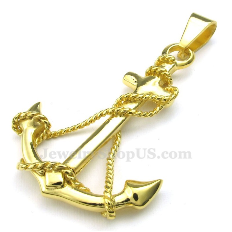 Titanium Gold Anchor Pendant Necklace (Free Chain) Titanium Gold Anchor Pendant Necklace (Free Chain)