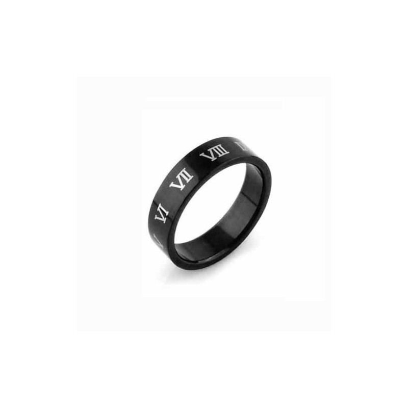 Roman Numerals Mens 6Mm Black Titanium Ring Roman Numerals Mens 6Mm Black Titanium Ring