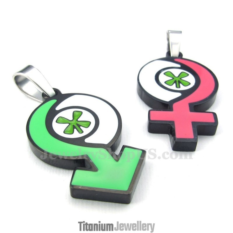 Boy And Girls Titanium Symbol Pendant Necklace (Free Chain)(One Pair) Boy And Girls Titanium Symbol Pendant Necklace (Free Chain)(One Pair)