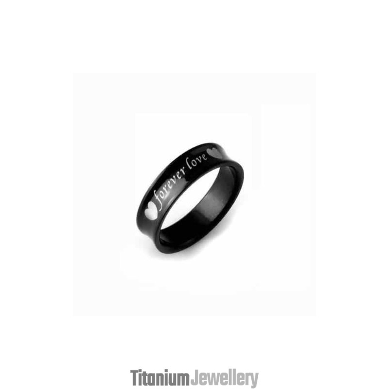 Forever Love Mens 6Mm Black Titanium Ring