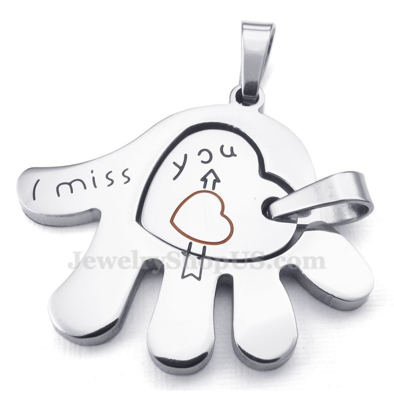 Couples Titanium Hand Pendant Necklace (Free Chain)(One Pair) Couples Titanium Hand Pendant Necklace (Free Chain)(One Pair)