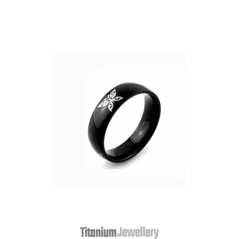 Butterfly Mens 6Mm Black Titanium Ring