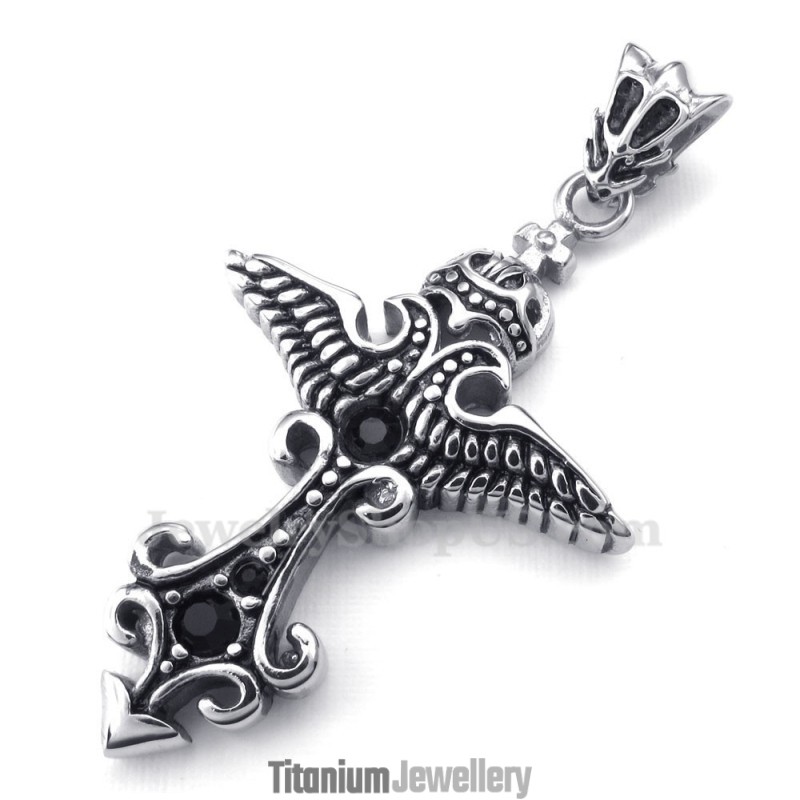 Black Zircon Titanium Pendant Necklace (Free Chain) Black Zircon Titanium Pendant Necklace (Free Chain)