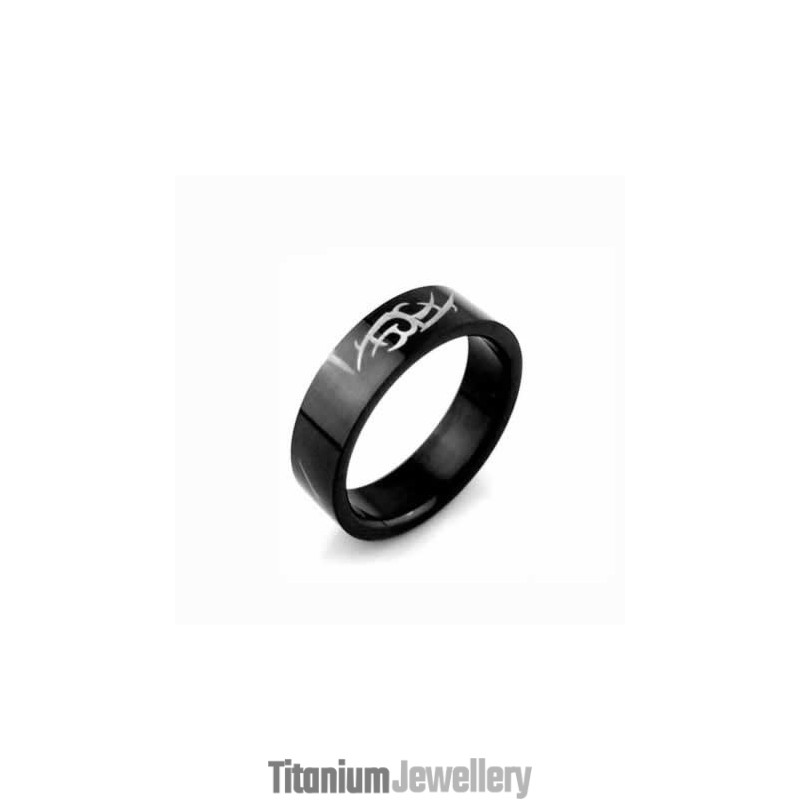 Eldritch Blast Mens 6Mm Black Titanium Ring