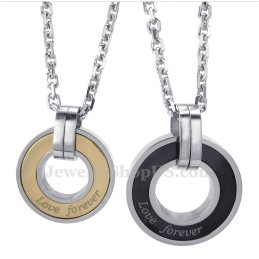 Titanium Circles Couples Pendant Necklace (Free Chain)(One Pair)