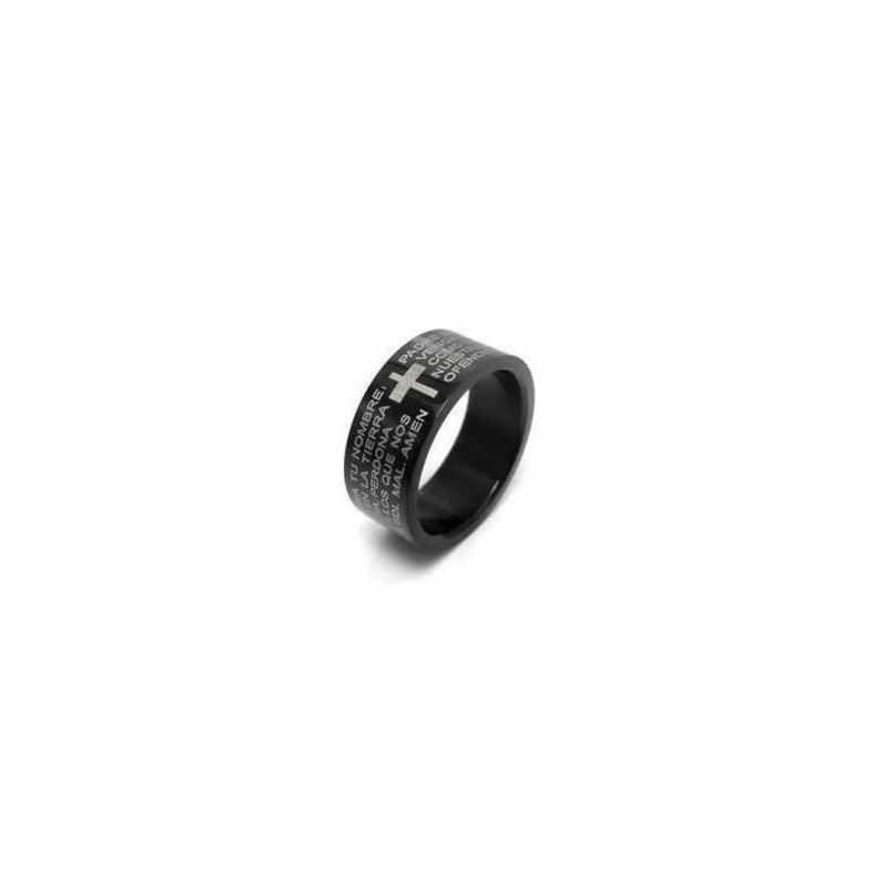 Bible Cross Mens 6Mm Black Titanium Ring Bible Cross Mens 6Mm Black Titanium Ring