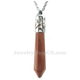 Titanium Goldstone Pendant Necklace (Free Chain)