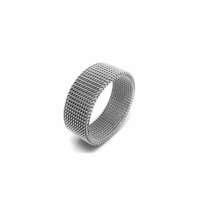 Meshed Unisex 8Mm Titanium Ring