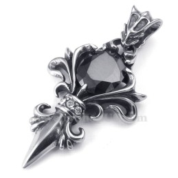 Black Zircon Titanium Pendant Necklace (Free Chain)