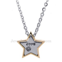 Titanium Five-Pointed Star Couples Pendant Necklace (Free Chain)(One Pair)
