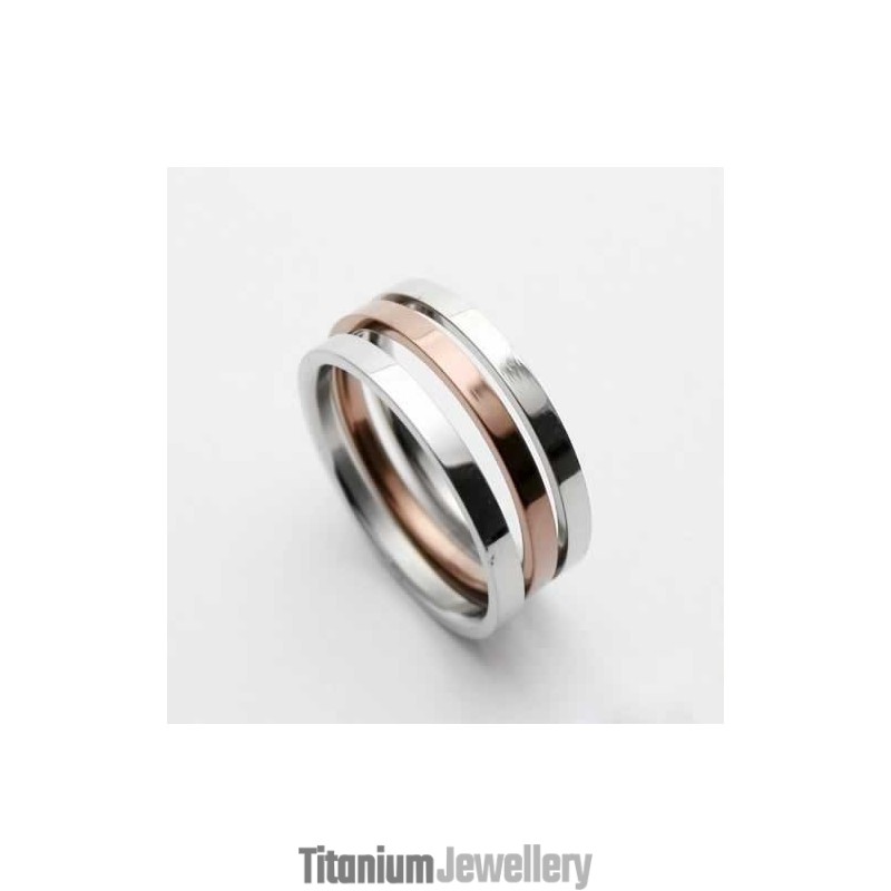 Mens 6Mm Gold & Silver Colour Titanium Ring
