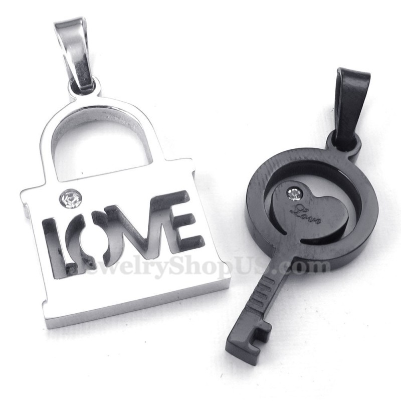 Titanium Black Key Couples Pendant Necklace (Free Chain)(One Pair) Titanium Black Key Couples Pendant Necklace (Free Chain)(One Pair)