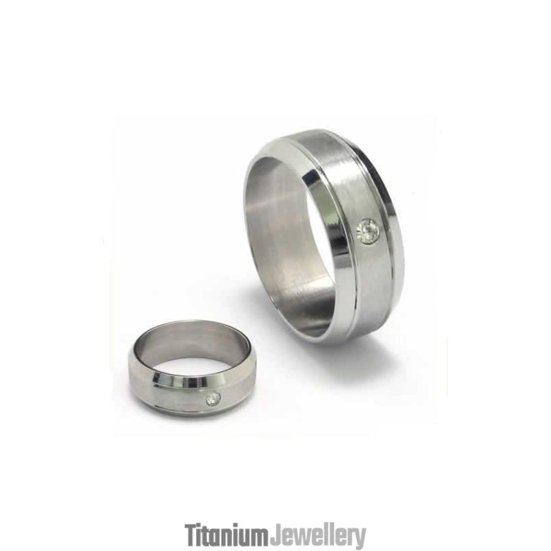 8Mm Diamond Unisex Titanium Band Ring 8Mm Diamond Unisex Titanium Band Ring